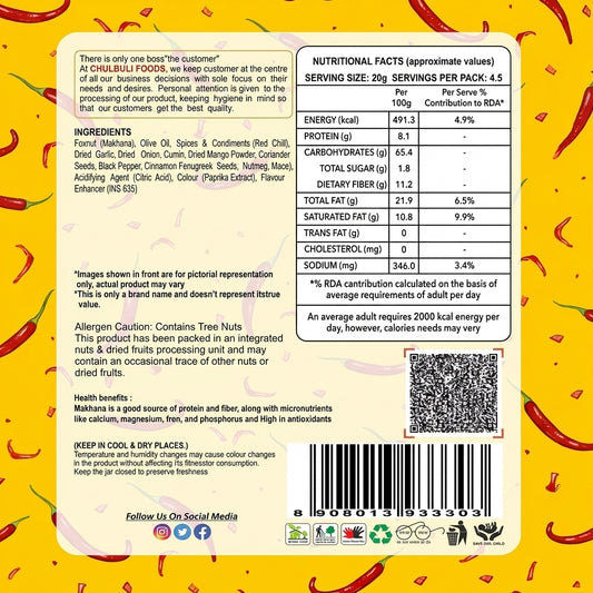 Fiery Fusion (Peri Peri) Flavoured Makhana 90 Gm
